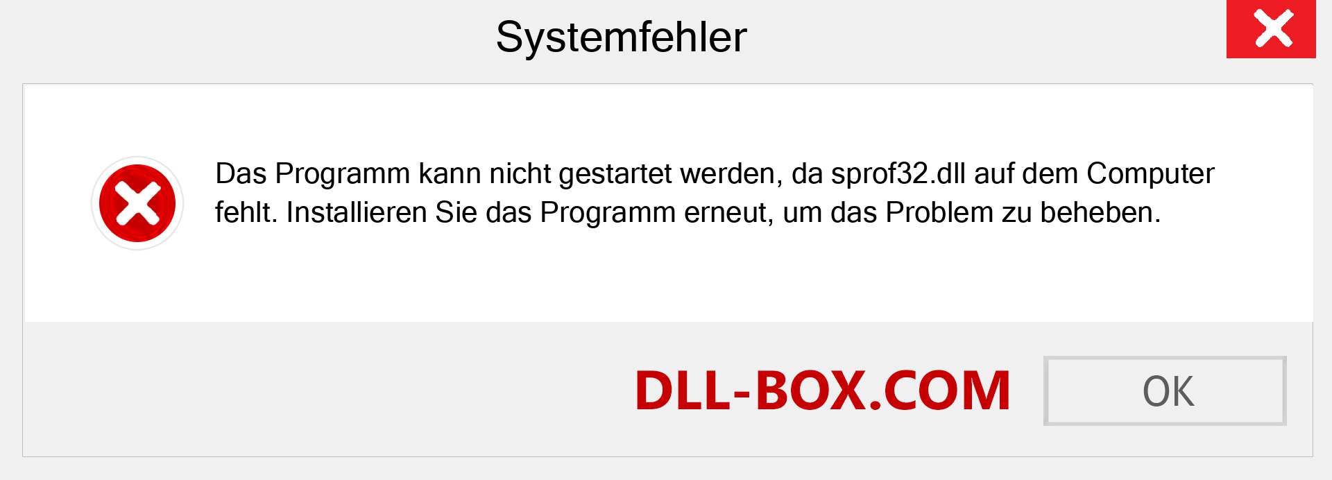 sprof32.dll-Datei fehlt?. Download für Windows 7, 8, 10 - Fix sprof32 dll Missing Error unter Windows, Fotos, Bildern